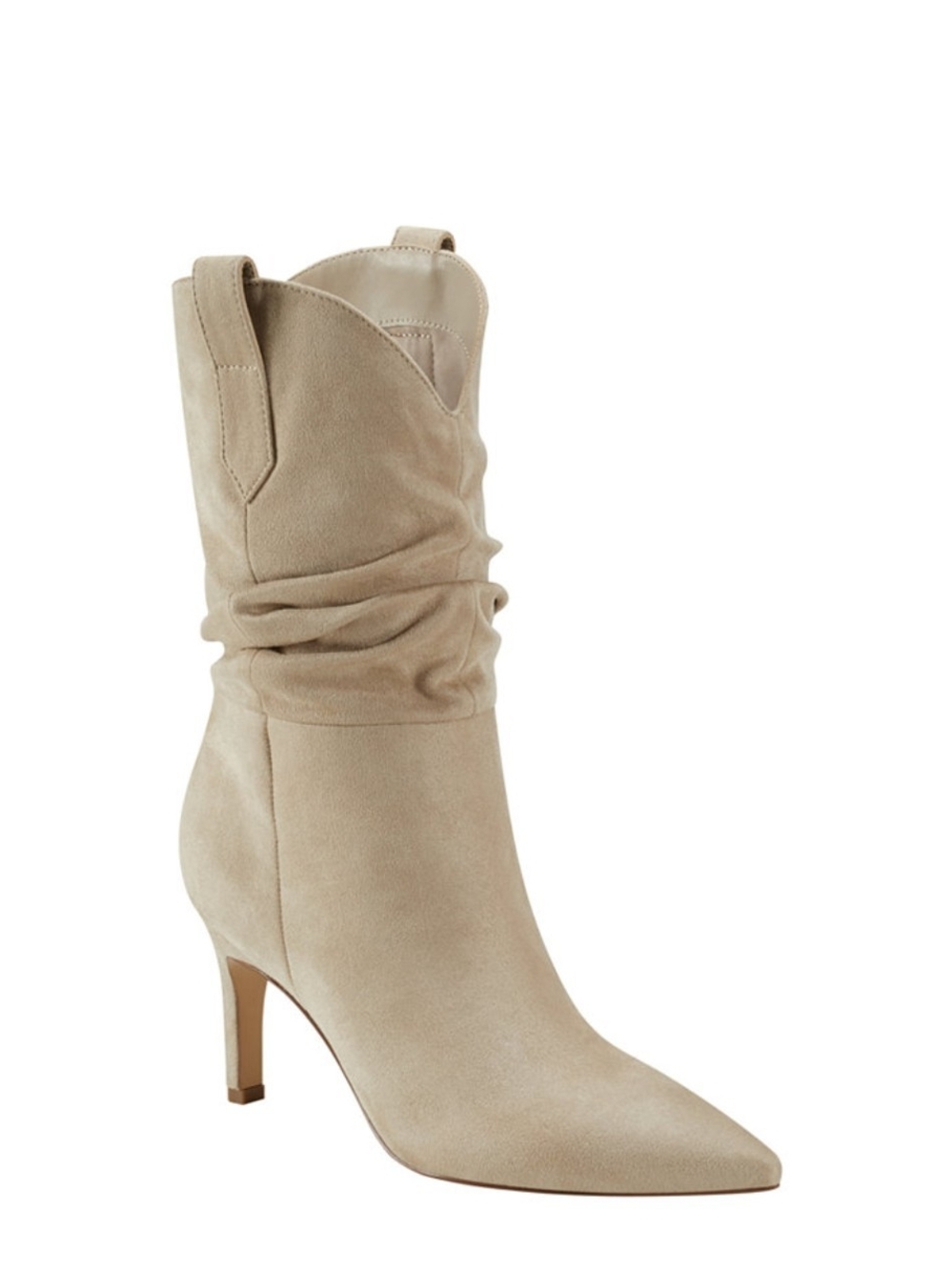 NWT! Marc Fisher Stiletto Heel Dress Cowboy Booties in Light Natural Size 9.5M
